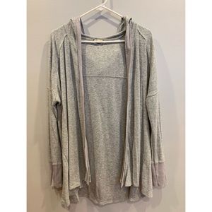 Gray Hooded Fleecey Cardigan!
